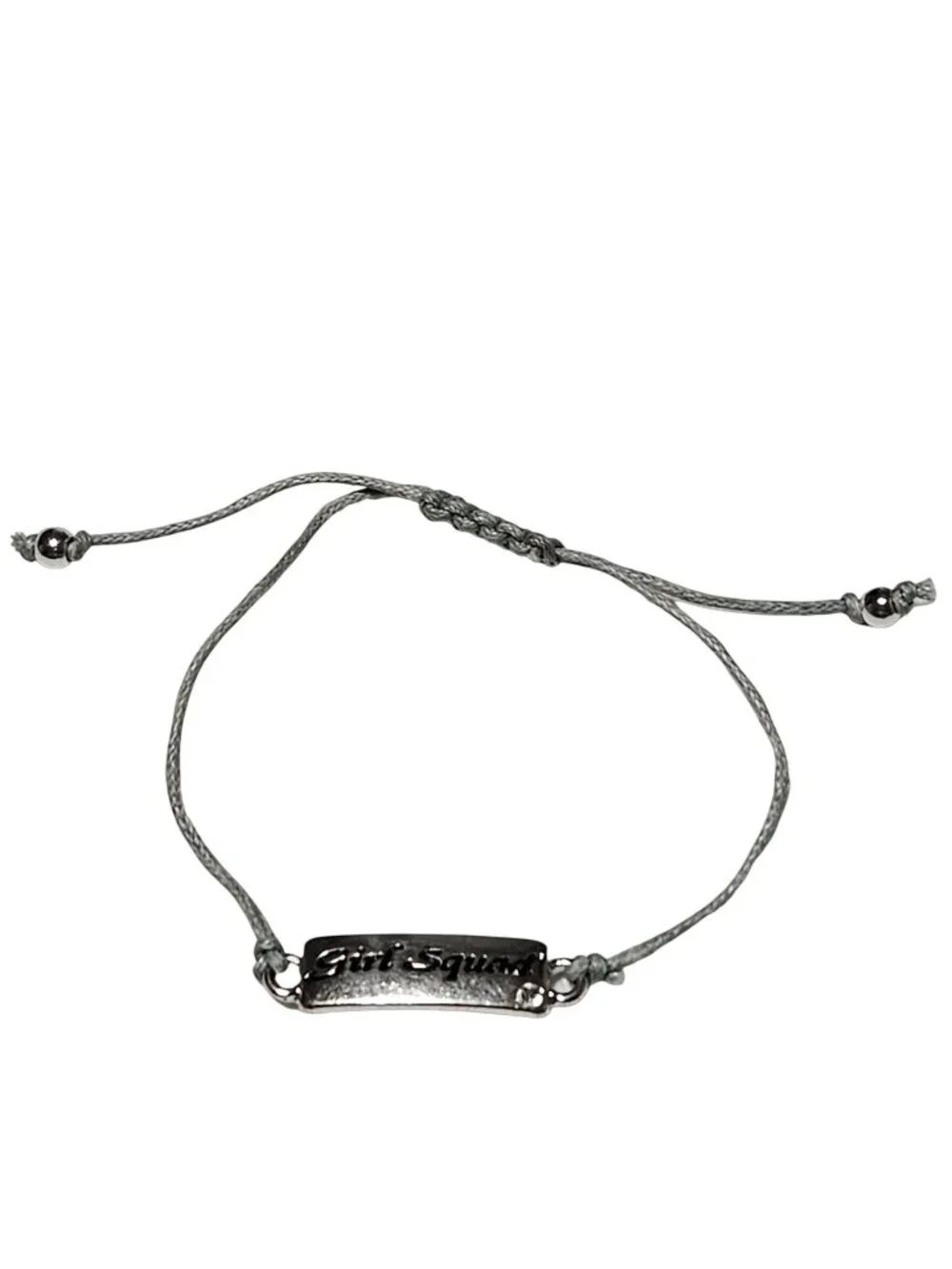 Girl Squad Woven Braded Charm Bracelet Gray Silver Girls Fashion Jewelry
